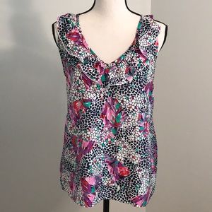 MYNE Floral Print Silk Sleeveless Blouse